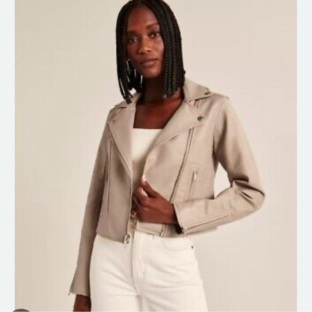 Abercrombie Faux Leather Motto Jacket